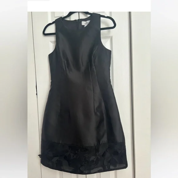 Badgley Mischka | Dresses | Nwt Belle Badgley Mischka Black Cocktail Dress  Wfloral Appliqu Hem | Poshmark